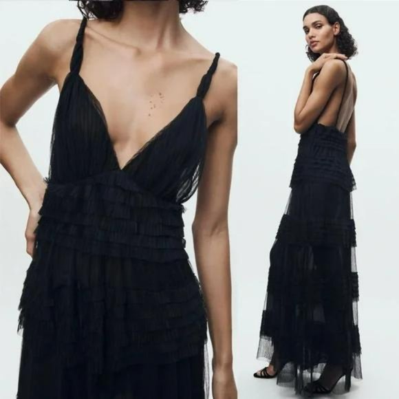 BLOGGERS FAV ZARA RUFFLED TULLE DRESS - Picture 2 of 3